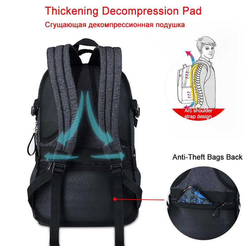 Mochila escolar informal de gran capacidad con USB para hombre, Mochila de viaje antirobo, Mochila impermeable para ordenador portátil, Mochila para hombre, Mochila
