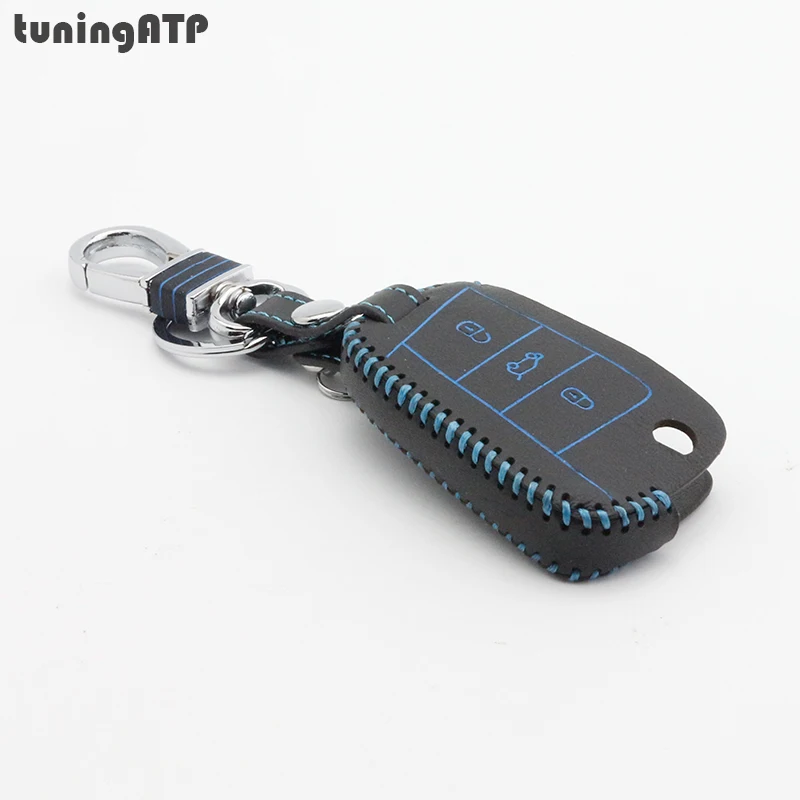 Кожаный чехол для автомобильного ключа с брелком Skoda Octavia Mk3 5E A7|car key case cover|key for