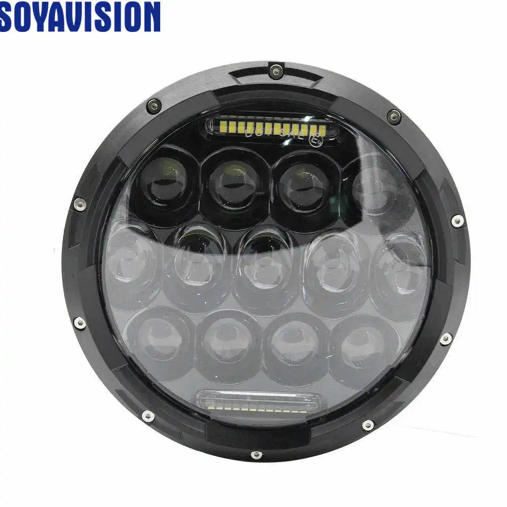 

Black 7 Inch 75W Round Motor LED Projector Headlight Waterproof Bulb Daytime Running Light for Harley Davidson Motorcycle