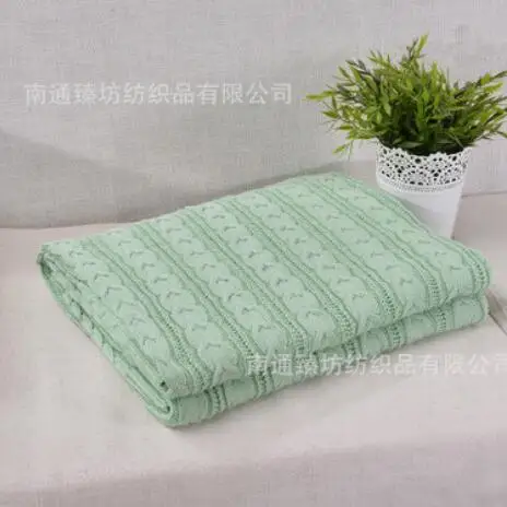 Вязаное клетчатое хлопковое мягкое одеяло s для взрослых, постельные принадлежности, одеяло на весну-осень, покрывало для дивана, одеяло для путешествий, Вязаное детское одеяло - Цвет: light green