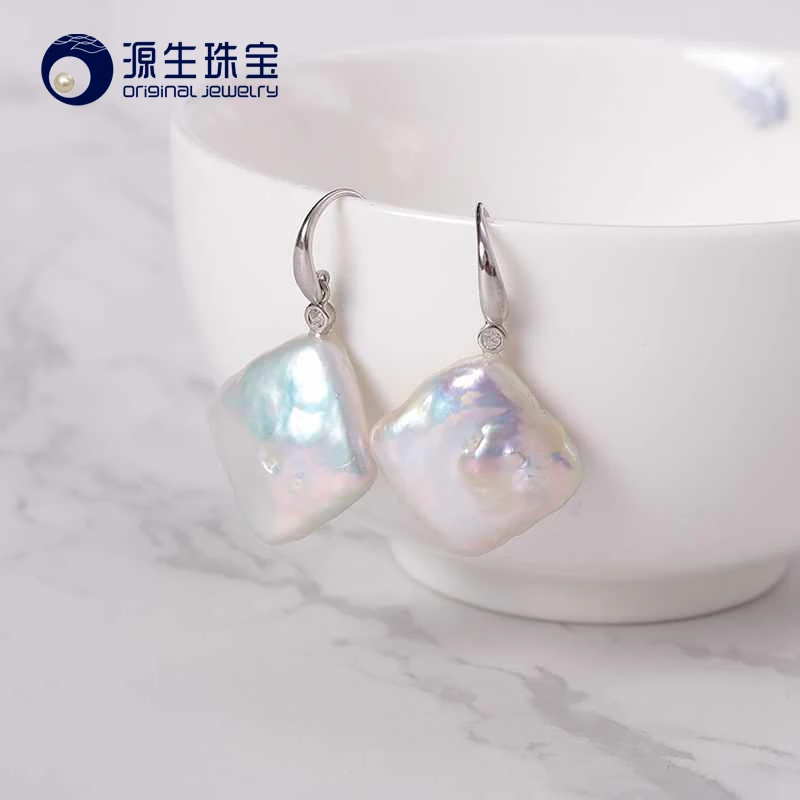 

[YS] 2017 Party Earring 925 Silver Natural Baroque Pearl Drop Earring