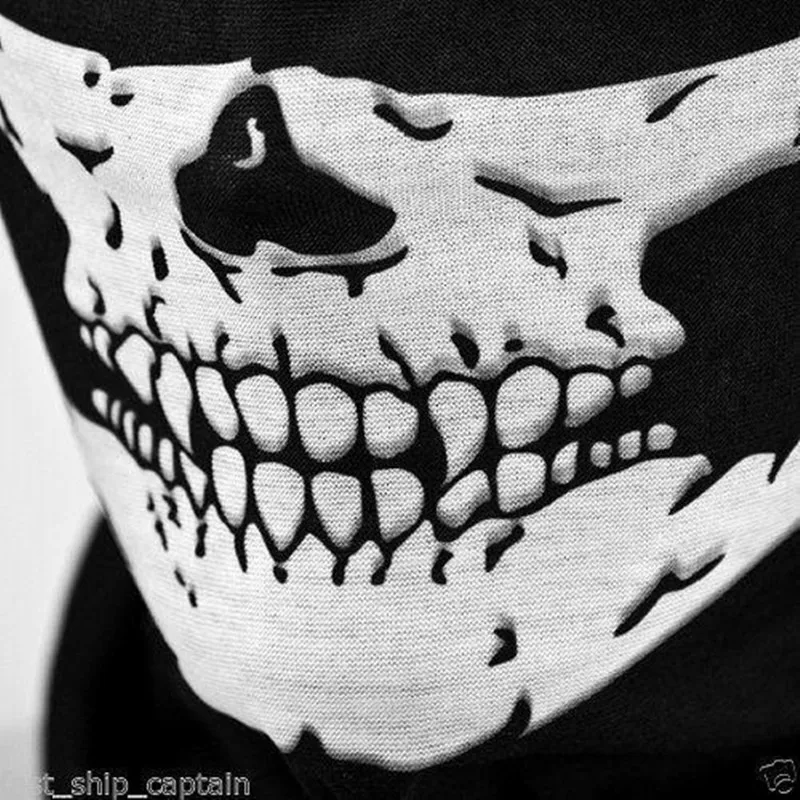 Хэллоуин черная маска черепа лица костюм Половина лица маска от черных точек Косплей вечерние страшный призрак шарф-маска для велосипедиста Балаклавы с рисунками черепа маски