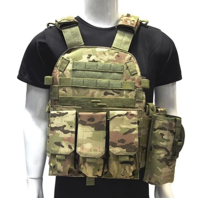 Тактический Molle Strike Plate Перевозчик жилет стальной проволоки Жилет Охотничий Открытый военный инвентарь CP камуфляжная одежда - Цвет: MC