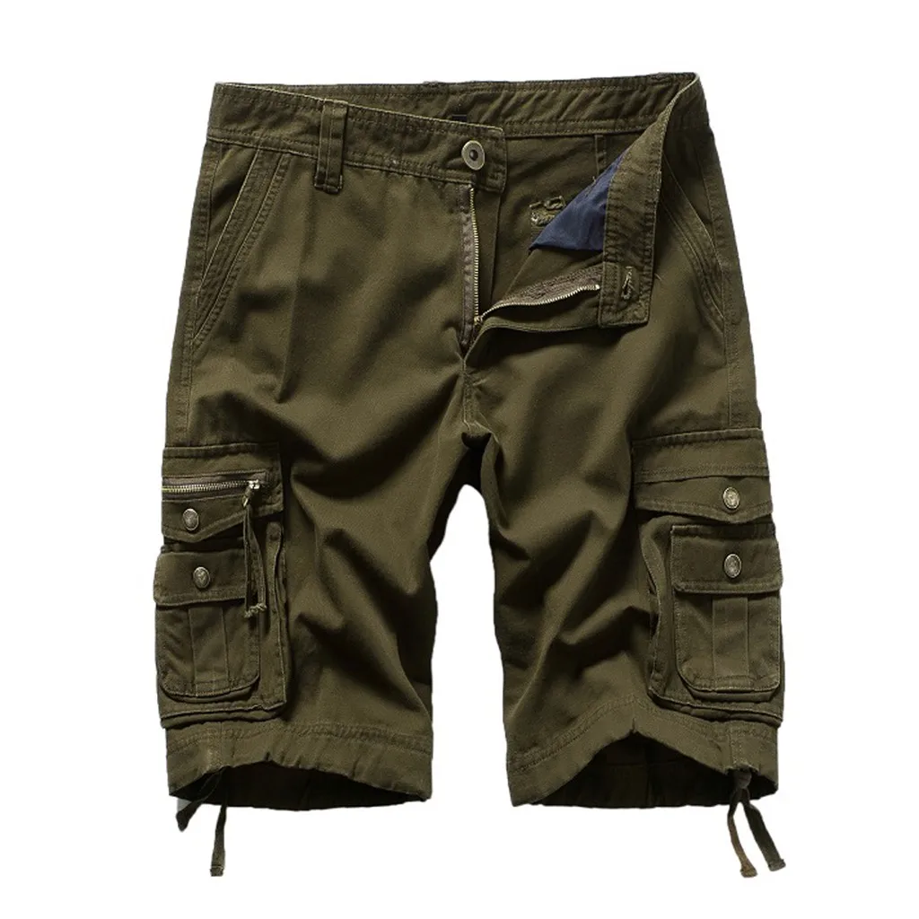 Fashsiualy бермуды masculina мужские повседневные однотонные пляжные рабочие штаны с карманами Брюки карго шорты мужские