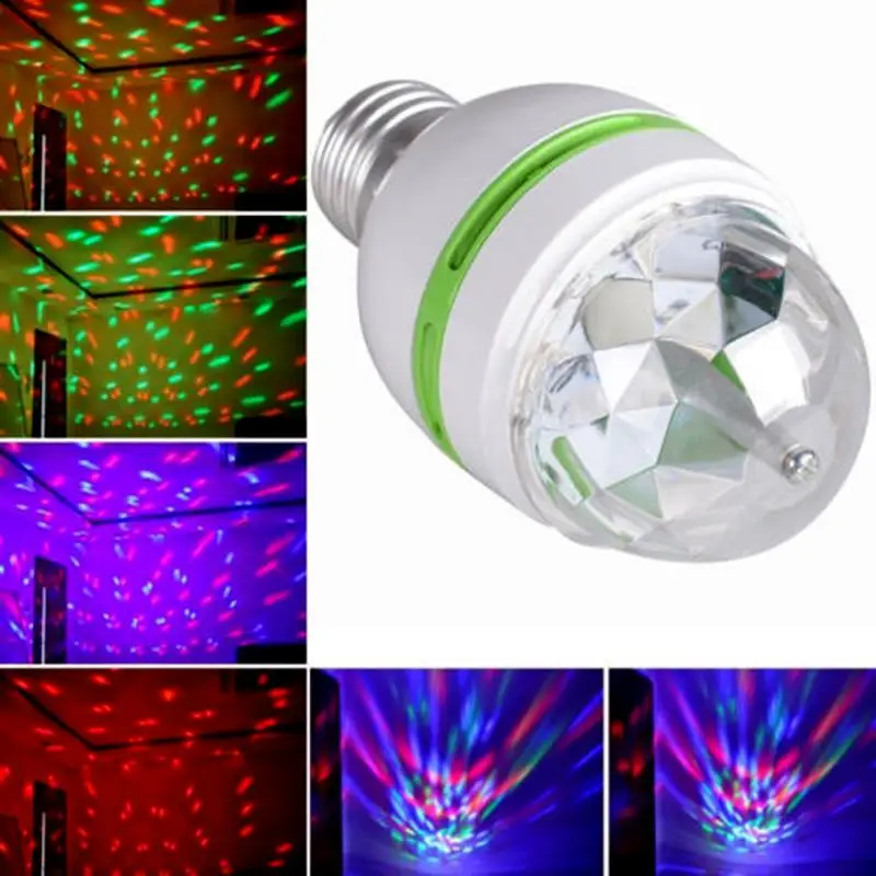 Светодиодная RGB лампа E27 3 вт 85 265 в перем. Тока 110 220 16 цветов|Эффект освещения сцены|