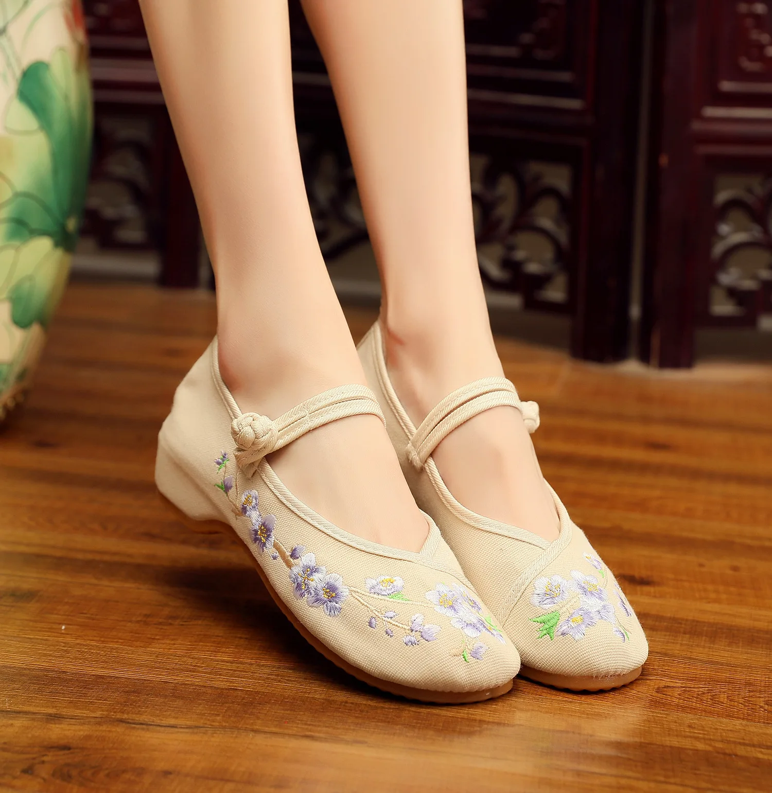 Veowalk/женские парусиновые туфли на плоской подошве с вышивкой в китайском стиле «Мэри Джейн» ручной работы; женская обувь для удобной ходьбы; мягкая обувь для пожилых людей