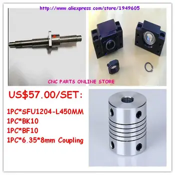 

ball screw set 1204-L450mm ballscrew + SFU1204 Ballnut + BK10BF10 Support + 6.35*8mm Coupling