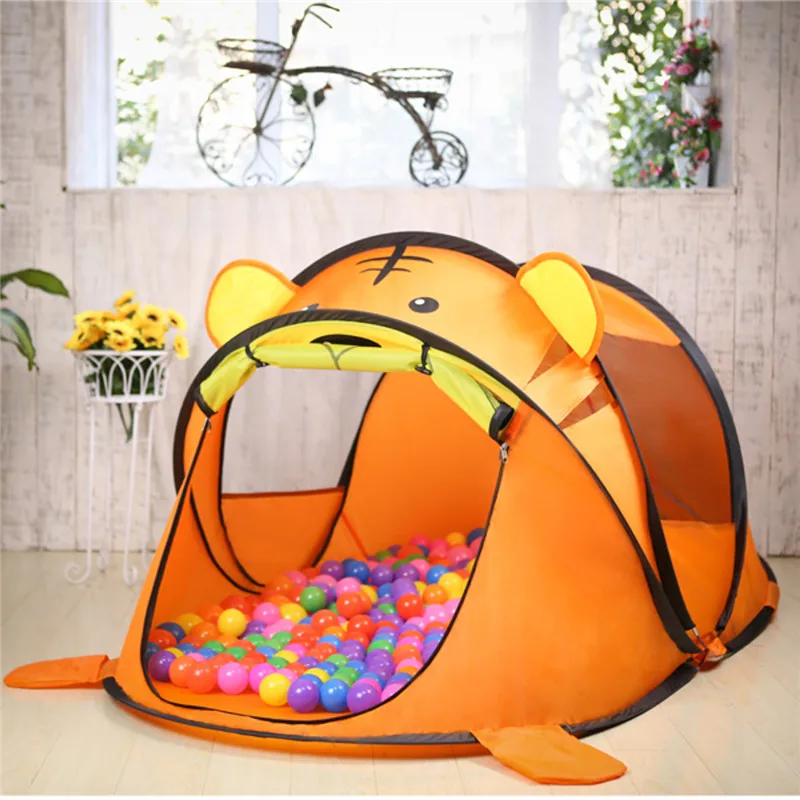 

Portable Tiger Children's Tent Cartoon Animal Kids Outdoors Large Pop Up Toy Tents Indoor Nets Infant Ball Pool Play House