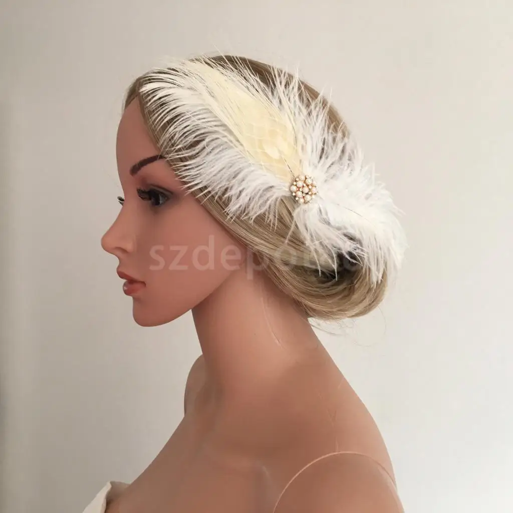 

Women Girls Feather Hair Clip Headpiece Fascinator Wedding Party Costume