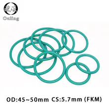 5 шт./лот резиновое кольцо зеленый FKM уплотнительное CS5.7mm OD30/35/40/45/50