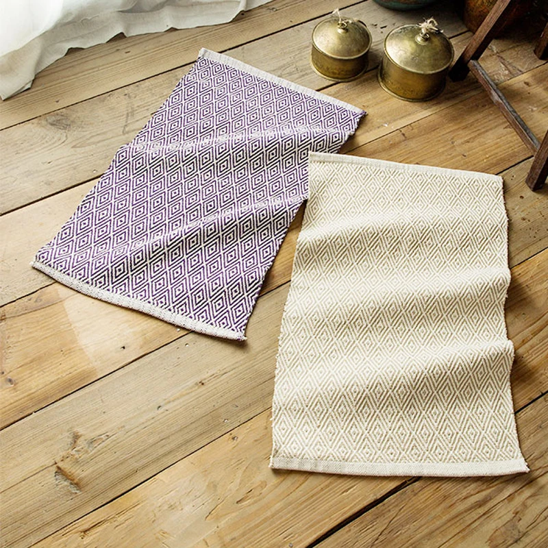 Современный тканевый коврик ручной работы с разноцветными ромбовидными кисточками, не скользит, моющийся, прочный коврик для пола/ковер для гостиной