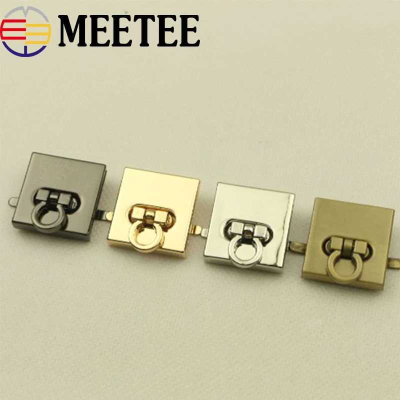 

2Set/Lot Square Metal Bag Locks Turn Lock Snap for Handbag Twist Lock Clasps Closure DIY Metal Buckle Hardware Accessories KY854