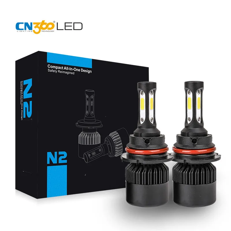 

CN360 2PCS 9007 LED Headlight Fog Light Bulb COB Chip Single Beam 72W 12V 6000K All In One Small Size With Good Heat Dissipation