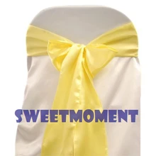 100 ЖЕЛТЫЙ Премиум атласная Председатель Knotbow Чехлы для стульев Пояса для свадьбы Председатель украшения