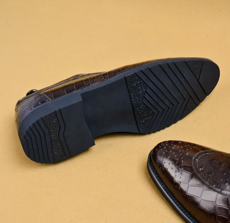 QYFCIOUFU/мужские туфли из натуральной кожи со страусиным узором; обувь для формальной работы; обувь в деловом стиле; оригинальные дизайнерские модельные туфли; мужские туфли-оксфорды