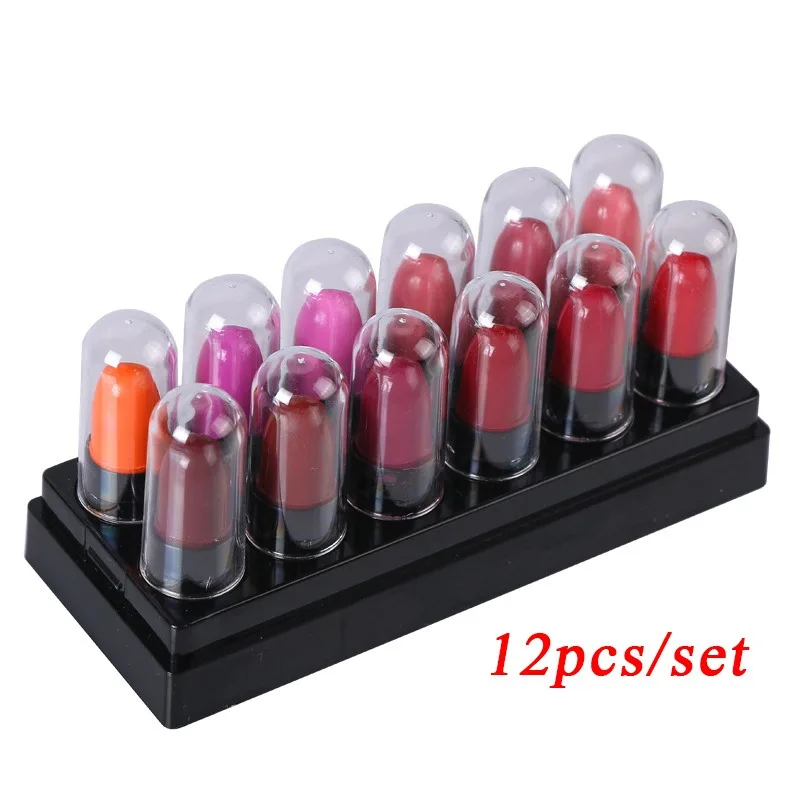 

12 Colors/Set Women Mini Cute Moisturizer Lipstick Travel Set 2017 New Waterproof Lip Color Lipstick D1