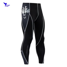 Новинка, мужские компрессионные штаны для бега с 3D принтом, быстросохнущие трико для пробежек, тренажерного зала, фитнеса, брюки Рашгард, леггинсы для бодибилдинга