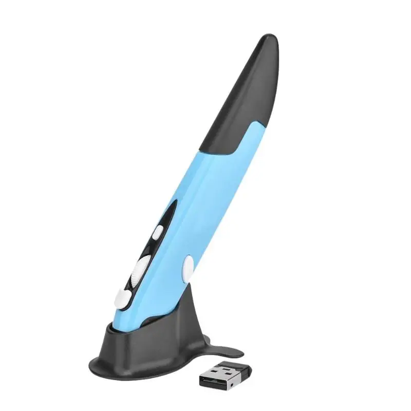 2,4G Беспроводная USB оптическая ручка-Презентер, мышь, регулируемая, 1600 dpi, 4 клавиши, мини-мыши для планшетов, ноутбуков, ПК, настольных смарт-ТВ-приставок - Цвет: Синий