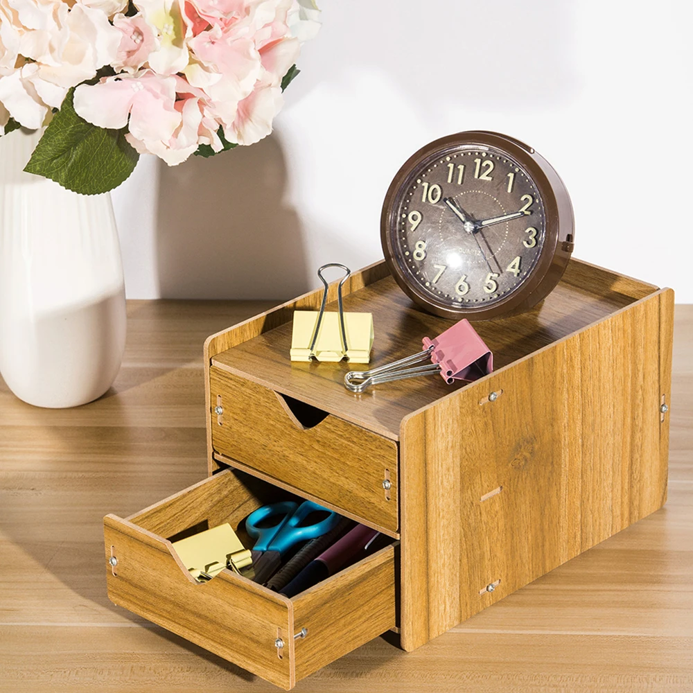 HECARE Wooden Storage Box Organizer Cosmetic Sundry Manual Storage Box
