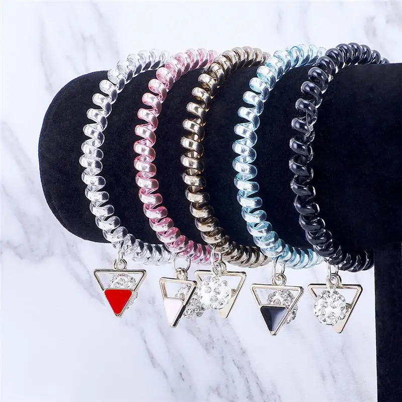

Random Send 3pc Candy Color Telephone Wire Line Elasticity Rubber Band Elastic Hairbands Hair Rope For Girls Scrunchy Headbands