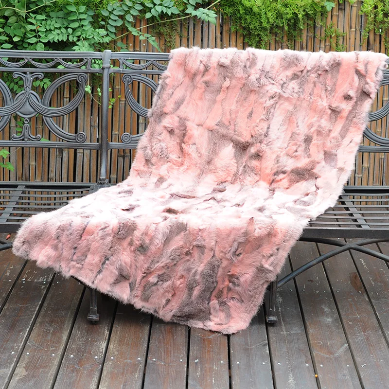 

CX-D-12/Z Custom size Bedding Patchwork Real Rabbit Fur Blanket