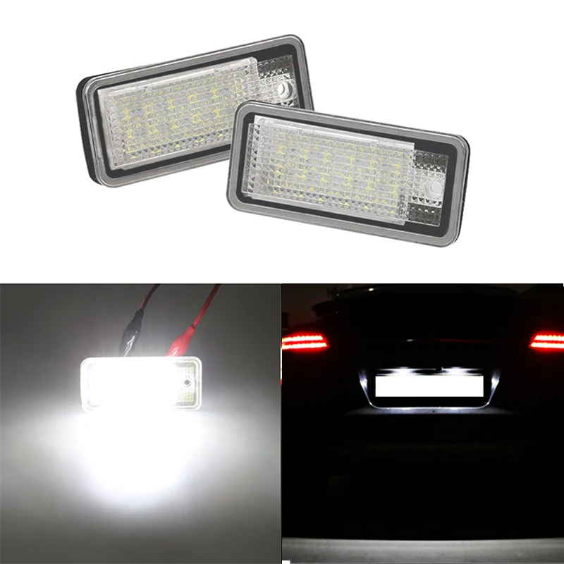 

2pcs for Audi A3 A4 Q7 LED License plate lights Canbus number plate lamp 12V 3W 6000k White For Audi A5 S5 S5 A6/S6 A8/S8 Rs4