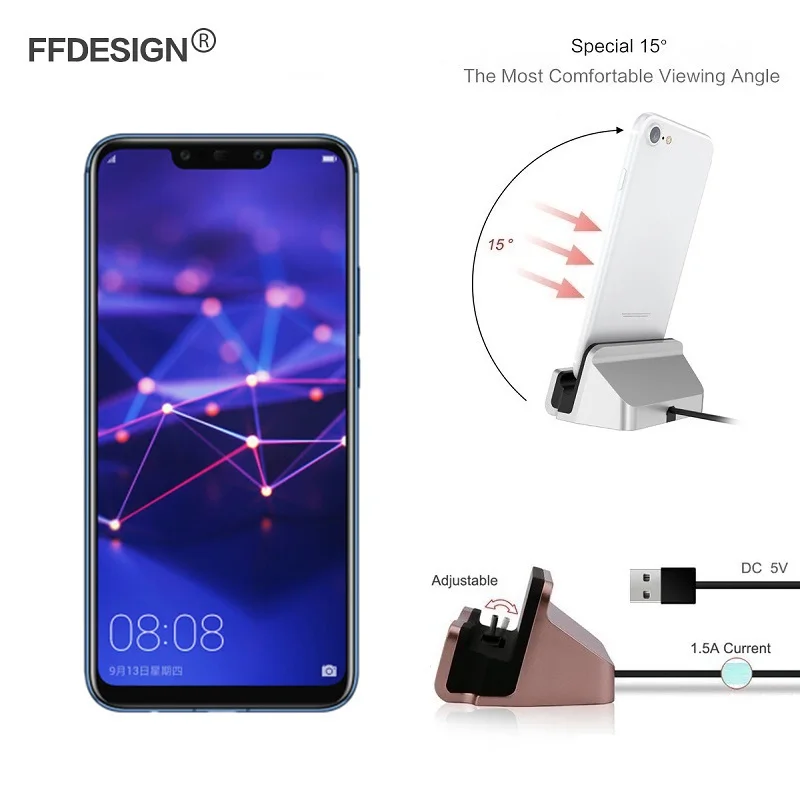 

USB Charger Dock Station for Huawei Mate 20 10 Lite Pro Nova 4 2 Plus Nova 3 3i 3e Charging Dock Bracket Cradle Sync Docking
