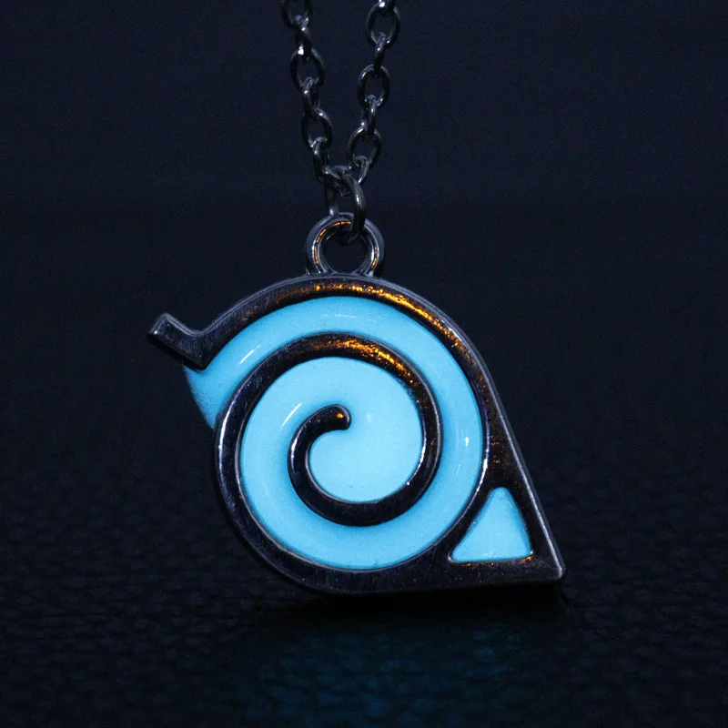 

dongsheng Anime Naruto Luminous Necklace Kakashi Leaf Village Symbol Cosplay Pendant Necklaces Konoha Ninja Bijoux Glow in Dark