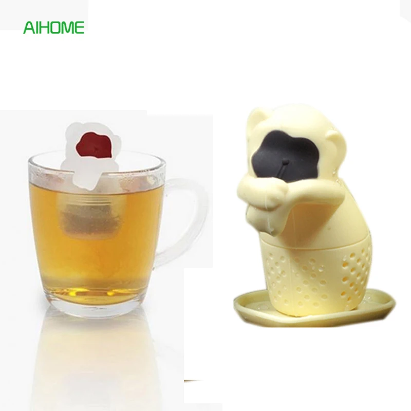 

Temperature Sensing Monkey Tea Infuser Face Changing FDA Silicone Tea Strainer Loose Leaf Herbal Brewing Tools