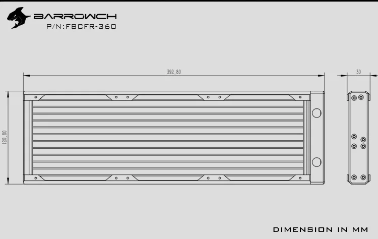 Barrowch Хамелеон рыбы модульная 360 мм радиаторы, акрил/POM съемные радиаторы, подходит для 120 вентиляторы FBCFR-360