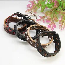 50 нитей смешанных цветов Оптовые кожаные браслеты с нейлоновой нитью кольцо с перекрестным плетением для женщин мужские ювелирные изделия подарок 55 мм