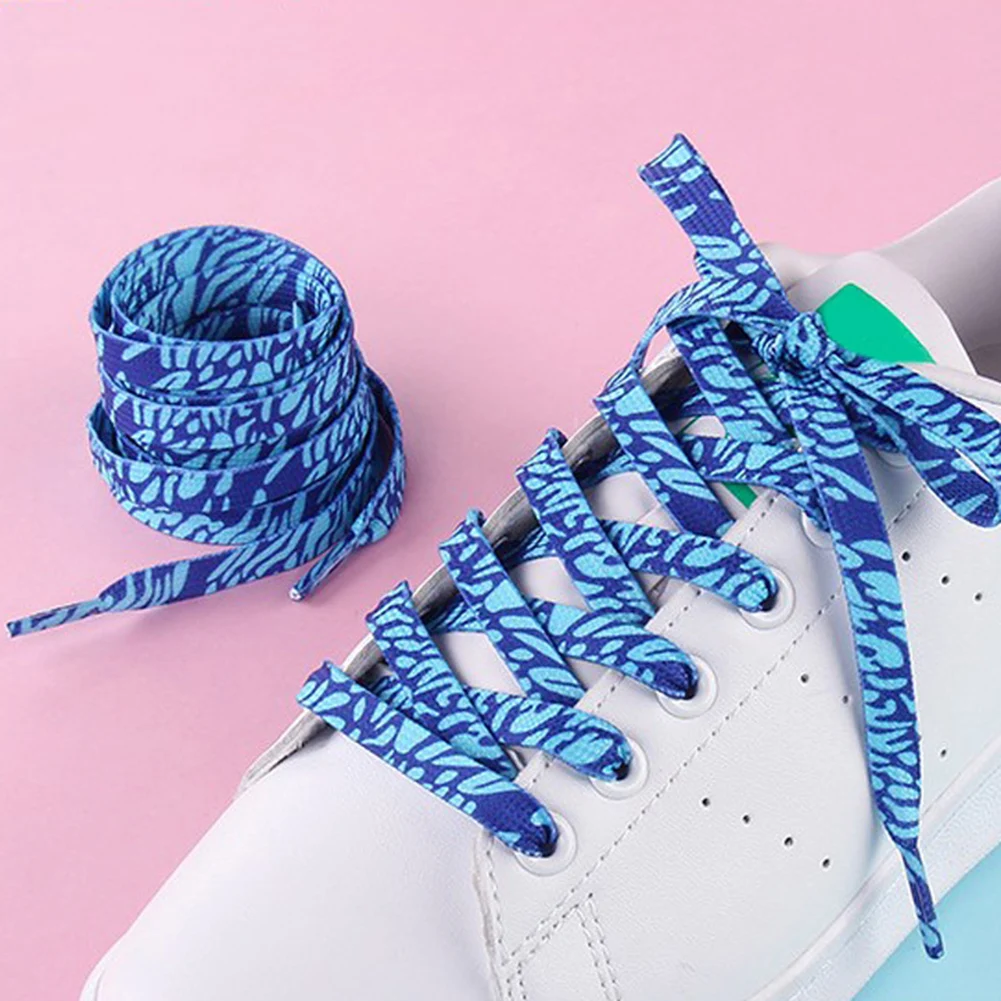 Fashion Printed Shoelaces Decoration Pattern Rainbow Colored Shoe Laces Flat Shoelaces New Style Sport Shoelace Girls Shoe Lace