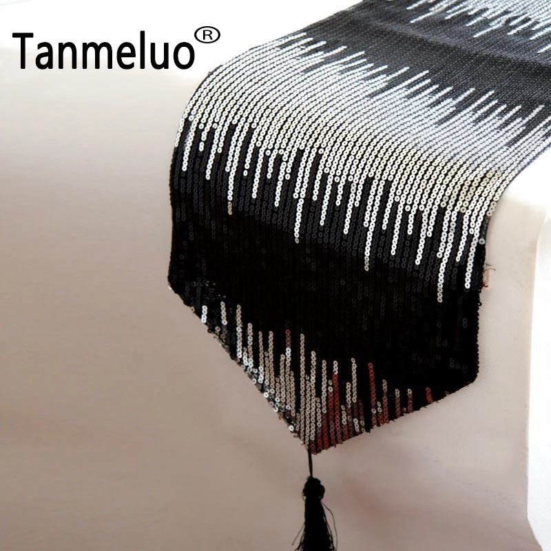 

Modern fashion Christmas sequin black table runners modern table runner for party wedding decoration