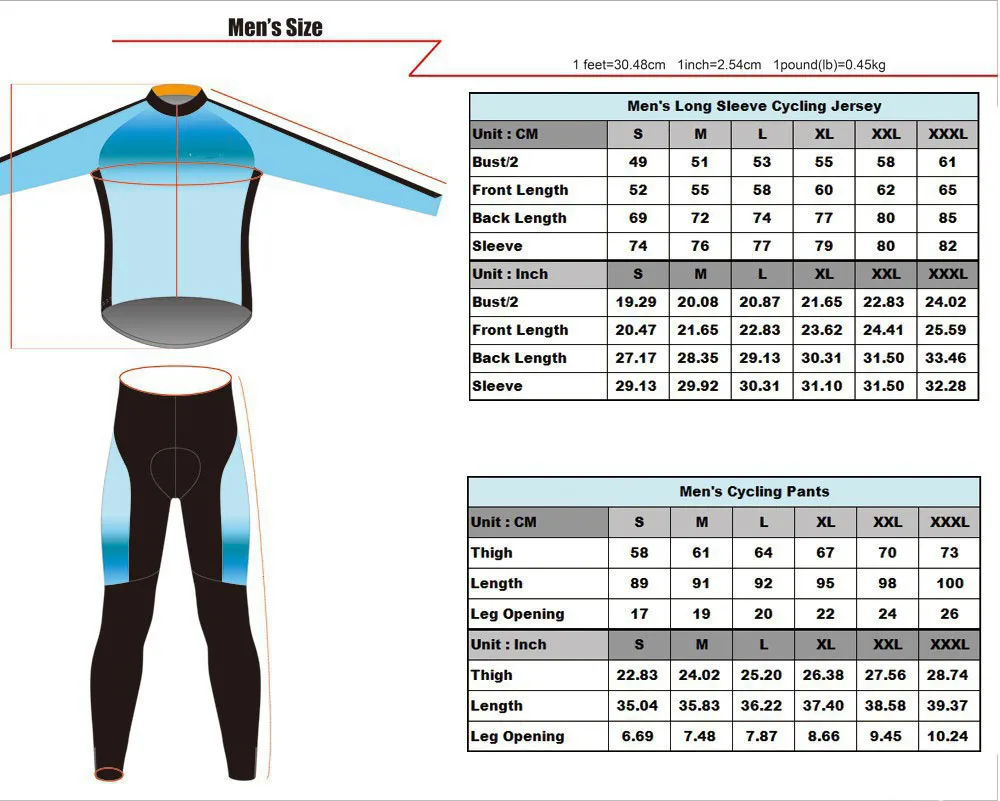 mens long sleeve cycling suits