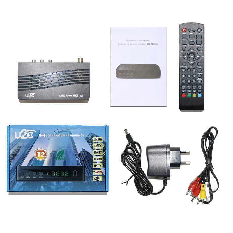 U2C DVB-T Smart TV Box HDMI DVB-T2 T2 STB H.264 HD TV цифровая эфирный приемник DVB T/T2 компьютерной приставки к Коробки с USB Wi-Fi