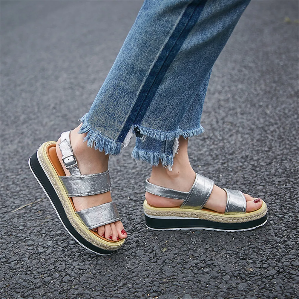 

Fashion Summer Wedges Sandals 2019 women's Genuine Leather Ladies Platform Shoes Woman Casual Gladiator Sandals Shoes