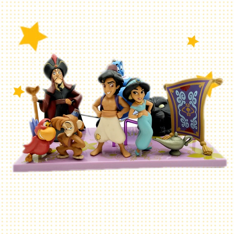 8pcs/set Disney 2-10cm Aladdin Pvc Action Figures Cute Cartoon Princess Doll Jasmine Genie Jafar Toys Models Gift for Childrens 8pcs/set Disney 2-10cm Aladdin Pvc Action Figures Cute Cartoon Princess Doll Jasmine Genie Jafar Toys Models Gift for Childrens