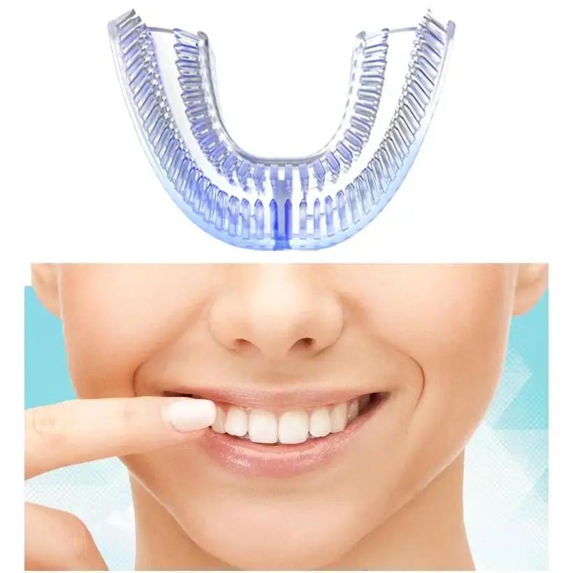 Ceny Automatyczna szczoteczka do zębów w kształcie litery U, ultradźwiękowy, 360 stopni, z niebieskim światłem do wybielania i sterylizacji