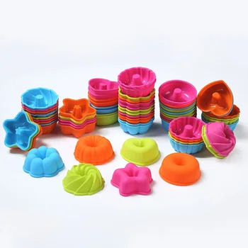 

24pcs/set DIY Silicone Mold Heart Cupcake Mold Muffin Baking Nonstick and Heat Resistant Reusable Silicone Cake Molds Muffin
