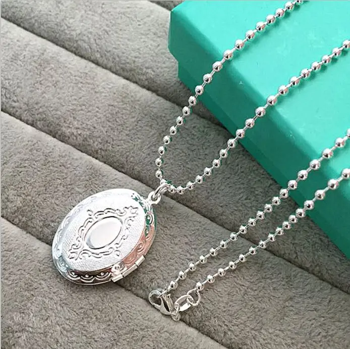 925 Silver Picture frame charm pendant Necklace Wholesale Fashion