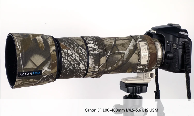 Линзы rolanpro камуфляжное пальто дождевик для Canon EF 100-400 мм f4.5-5,6 L IS USM объектив защитный чехол Защита объектива рукав