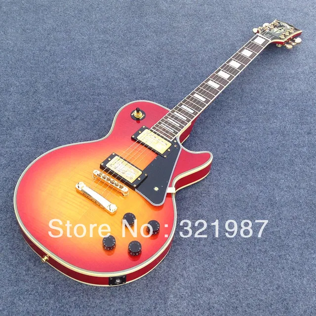 Cheap HOT wholesale Top quality CS  LP G CUSTOM guitar with Golden Electric Guitar free shipping