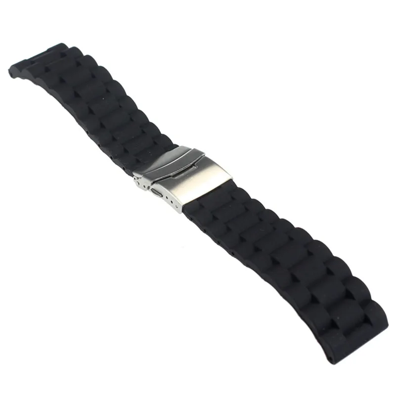 Fashion Watch Band Strap Waterproof with Deployment Clasp Mens Silicone Rubber Sport Watches Accessories Relojes Hombre M18 (1)