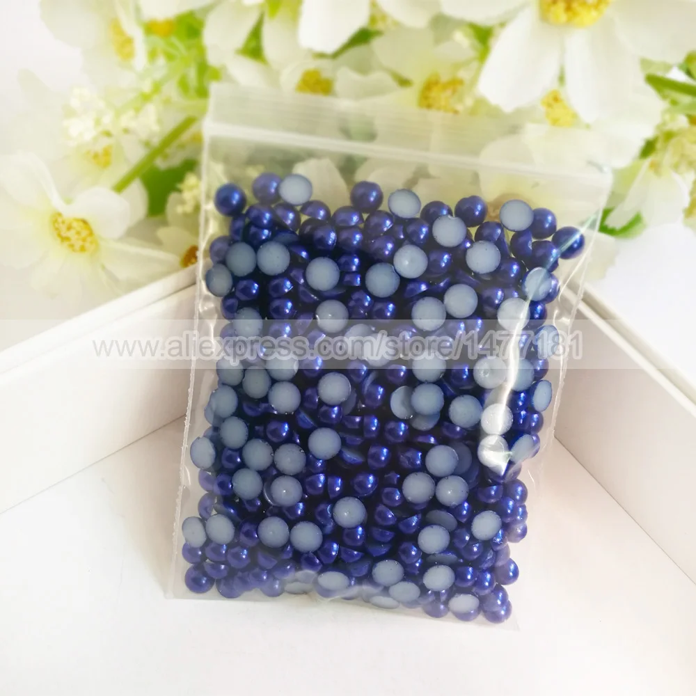 5mm half round pearls Z37 DARK BLUE