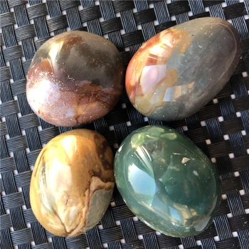 

DHX SW 4pcs natural ocean jasper palm stone healing crystal meditation Ocean Sea Orbicular Jasper Cellular Jasper pocket stone