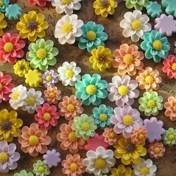 

24/18/13mm 60pcs/bag Random Mixed Daisy Flower Resin Flatback Cabochon Scrapbook Embellishment DIY Phone 004004033