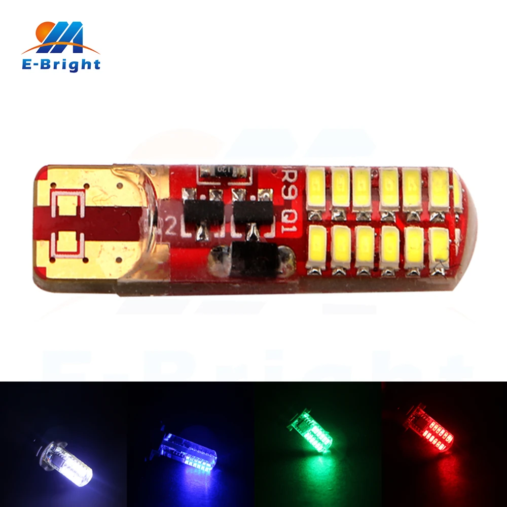 

10/100pcs 12V Constant/Strobe Lighting T10 4014 24 SMD Silica Led Bulbs Turn Door Rear Light White Blue Red Green Free Shipping