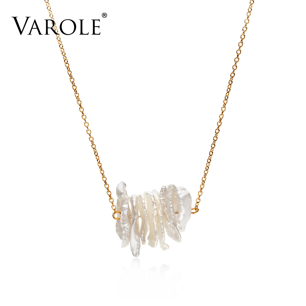 

Varole Summer Style Irregular Freshwater Pearl Necklace Pendant for Women Gold Color Necklace Jewelry Wholesale