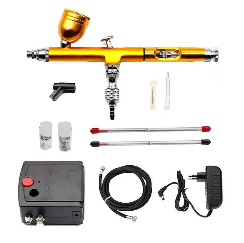 Dual-Action Airbrush Spray Gun Mini Airbrush Compressor Kit Airbrush for Nail Art Makeup Tattoo Model Cake Car paint - Цвет: C