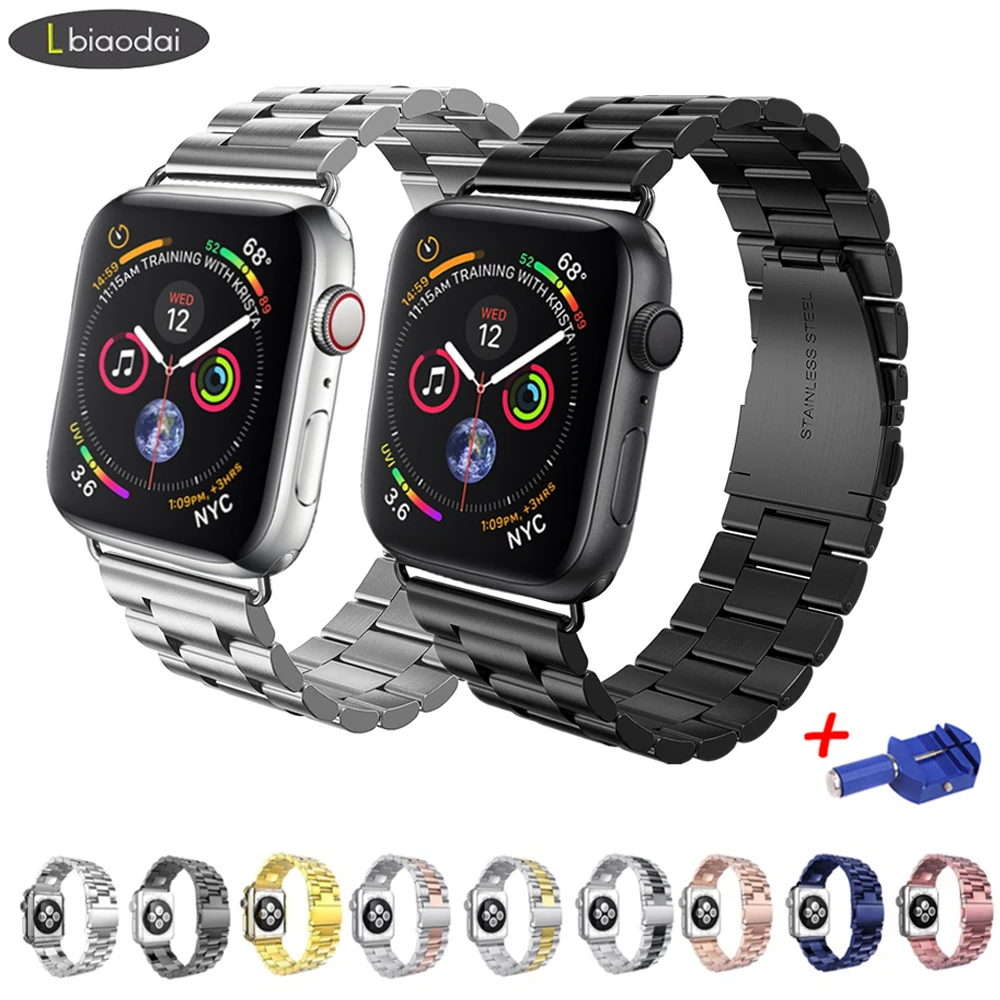 Ремешок для apple watch, 4 ремешка, 44 мм, 40 мм, correa, apple watch, 42 мм, 38 мм, iwatch, браслет из нержавеющей стали, ремешок для часов 4/3/2/1